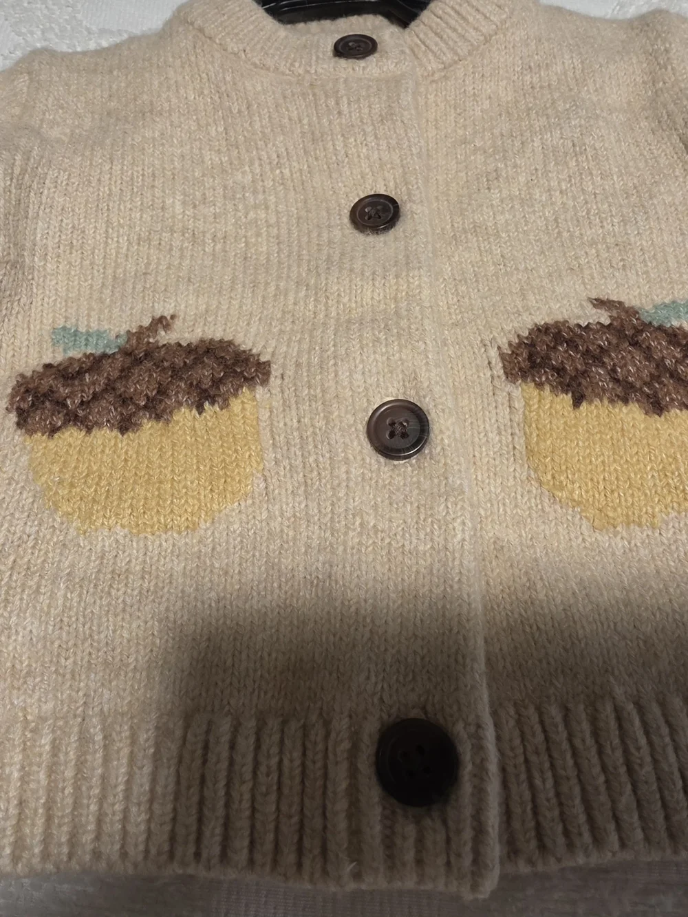 Old Navy Cream Knit Sweater with Yellow Fruit Motifs